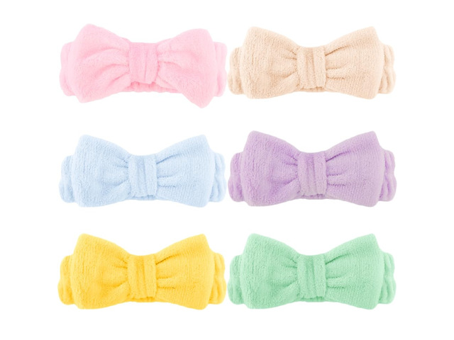 SPA Headbands for Washing Face Makeup Headbands with Bow Laurel Hair Band Women Facial Head Band Wrist Towel Wraps For Shower Face Mask Blue Pink...