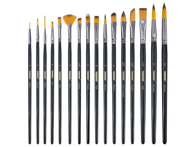 16 pcs Artist Paint Brush Set Versatile for Acrylic Painting Watercolor Painting Gouache Painting Black Color