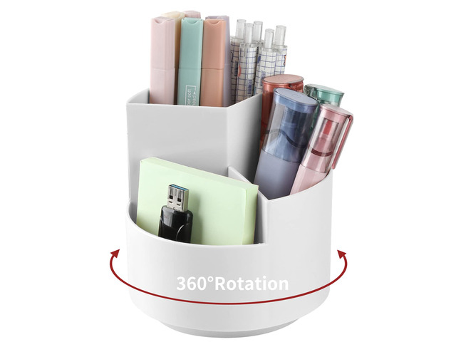 Desk Pencil Pen Holder, 3 Slots 360-Degree Spinning Organizers, Desktop Storage Stationery Supplies, Cute Cup Pot for Office, School, Art Supply,...