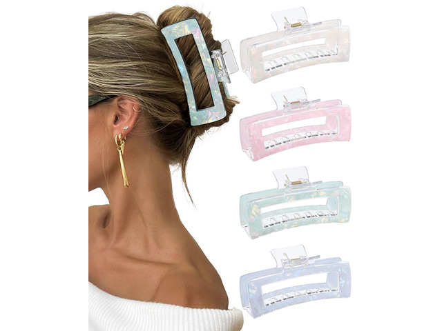 5Inch Large Hair Claw Clips for Women, 4PCS Big Hair Clips for Thick Hair