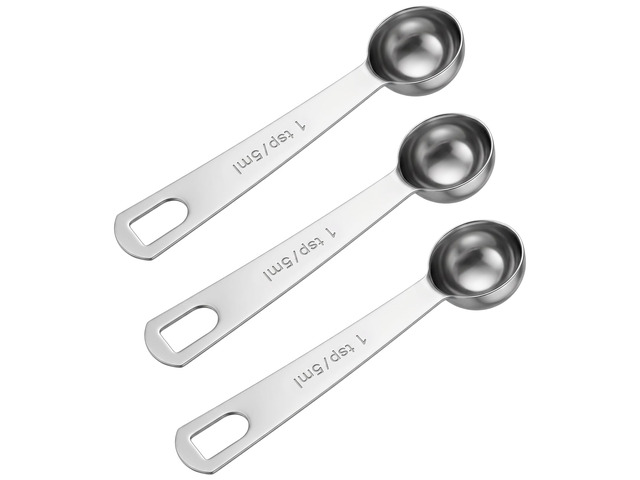 3 Pcs Teaspoons Measuring Spoon, 5 mL 1 Tsp 1/3 Tablespoon Stainless Measuring Spoons for Kitchen Tea Soup Ingredients