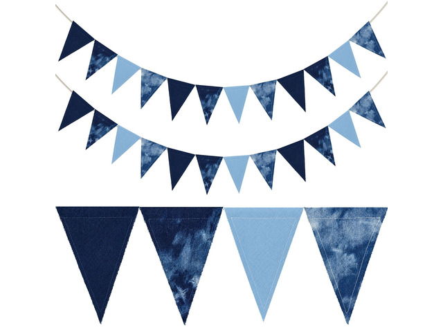 2PCS Denim Banner Blue Jean Baby Shower Decorations Blue Jean Theme Fabric Bunting Garland Streamer Bachelorette Party Decoration for Baby Shower...