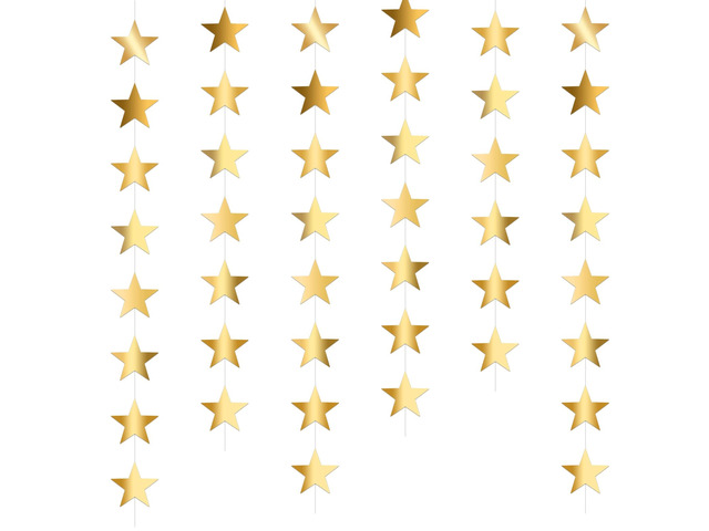 Glitter Gold Star Garland, 5PCS Double Side Star Hanging Bunting Banner Backdrop Stars Twinkle Backdrop Graduation Decorations for Birthday Baby...