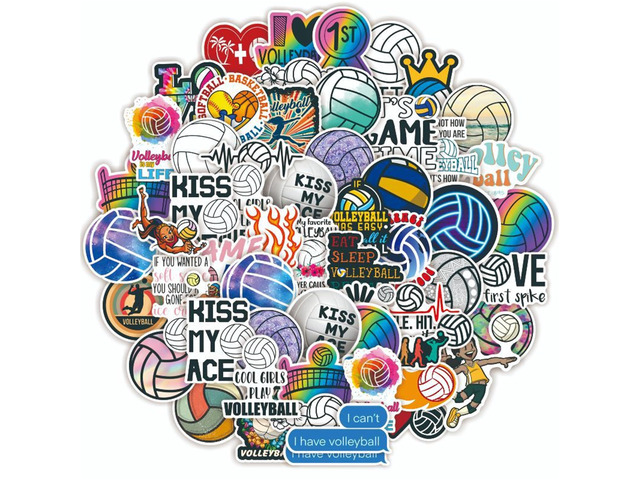 Sports - Volleyball Stickers, 50PCS Waterproof Vinyl Stickers for Laptop, Water Bottle, Phone - Kawaii Durable Cute Aesthetic Decals, DIY Crafts...