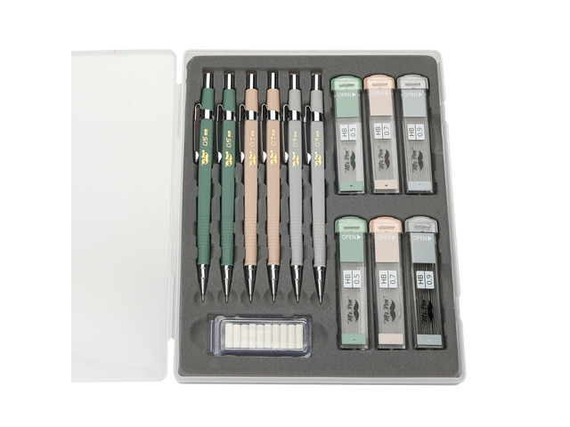 Mechanical Pencil Set with Lead and Eraser Refills, 6 Pack 3 Sizes, 0.5mm, 0.7mm, 0.9mm, Sketching Pencils, Drafting Pencil, Drawing Mechanical...