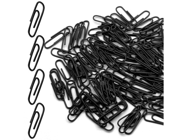 Black Paper Clips, 1.1 Inch (28mm), 120 Pcs Metal Paperclips Vinyl Coated Metal, For Office, School, Home, Bookmark & Document Organizer