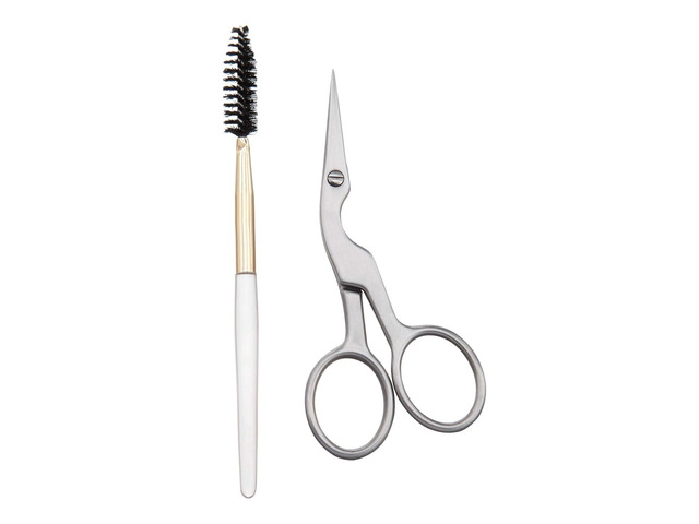 Brow Shaping Scissors and Brush - Stainless Steel Eyebrow Trimming Scissors for Women and Men (Silver)
