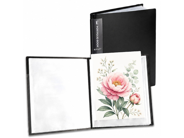 Pocket Binder with Plastic Sleeves & Elastic Band, 10'x12' 72 Plastic Sleeves, 144 Pages, Large Capacity Presentation Book with Clear Sheet...