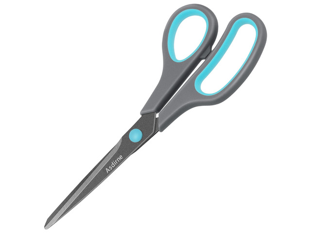 Teflon Coating Scissors, Stainless Steel Blades, Soft Grip Handle, Suitable for Households,Offices and Schools, All Purpose, Blue/Grey, 21.5 cm