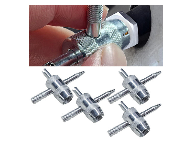 YoRise 4-Way Car Tire Valve Core Removal Tool, Multifunctional 4-in-1 Automotive Valve Stem Puller, Universal Vehicle Tire Stem Repair Wrench for...