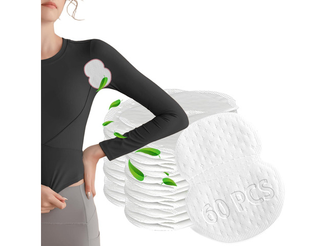 Disposable Underarm Sweat Pads 60 Count - Adhesive Armpit Guards for Women & Men, Invisible Sweatproof Liners for Shirts, Dresses, Workouts