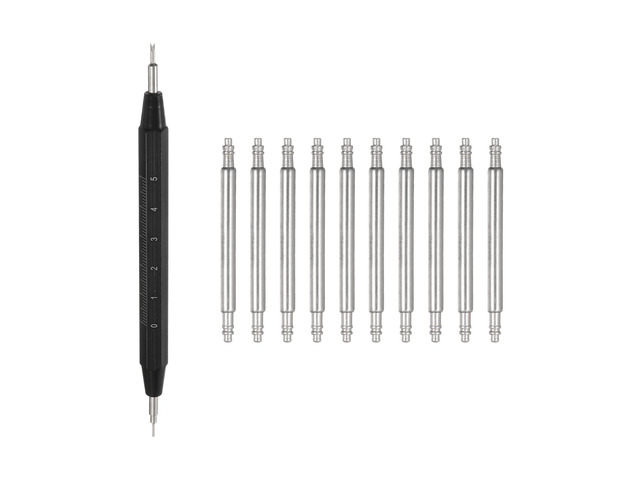 10pcs Quick Release Spring Bar Kit 18mm Width 1.8mm Diameter Watch Pins Replacement Band Strap Link Pins Watch Lugs with Removal Tool for Watchband