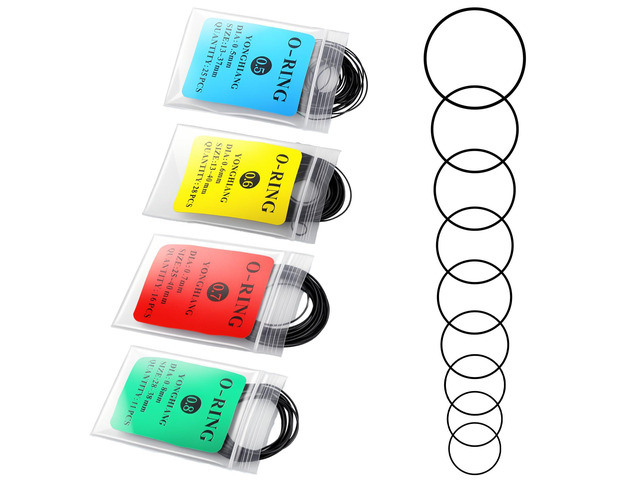 O Ring Watch Gasket Kit, 80 Pcs 0.5x0.6x0.7x0.8mm Thickness Rubber Watch Parts, Water Resistant Seal Rings for Watches Repair