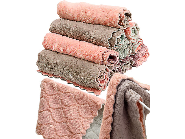 12 Pack Kitchen Towels Quick Dry Washcloths, Coral Velvet Dishtowels Multipurpose Reusable Dish Cloths, Soft Tea Towels Absorbent Cleaning Cloths...