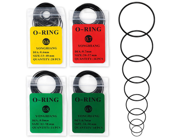 65 Pcs O Ring Watch Gasket Kit Waterproof Rubber Watch Seal Washers 4 Sizes 0.6, 0.7, 0.8, 0.9mm, Replacement O Rings for Watches Repair Tools,...