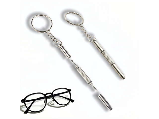 Glasses Repair Kit, 2-Pack 3-in-1 Precision Screwdriver Set with Keychain, Mini Stainless Steel Screwdriver Tool for Eyeglasses, Sunglasses, Phone,...