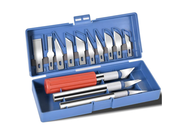 13Piece Exacto Knife Set, Precision Craft Kit with Assorted Blades Hardened steel blades produce clean burrfree cuts; perfect for pumpkin...