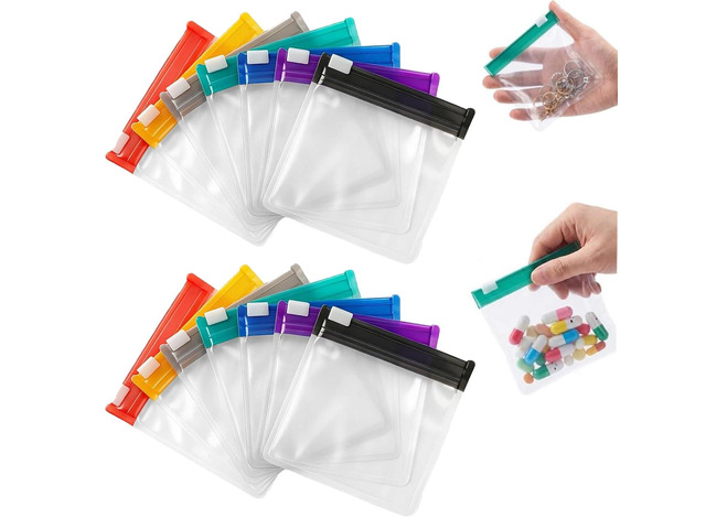 Sealing Medicine Bags, 2026 Waterproof Pill Box Set, with 14 Color-Coded Reusable Pouches, Suitable for Medicines or Vitamins, Self-Sealing Zipper...