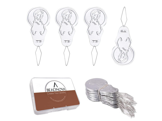 Embroidery Needle Threader Tool 50pcs Aluminum Sewing Machine Needle Threader for Hand Sewing Cross Stitch Craft Knitting Quilting (50pcs)