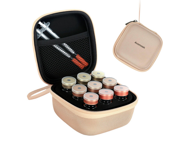 9 Slots 10ml Peptide Case, Vial Holder, Vial Case for Fridge and Travel, Fits 5ml10ml Standard Vials, Diabetic Supplies (Case Only, Gold)