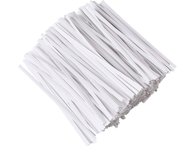 100 Pieces 5' Reusable White Paper Bread Twist Ties, White Twist Ties Bag Ties for Bags Bread Wire Ties Reusable Twist Tie for Treat Party Cello...