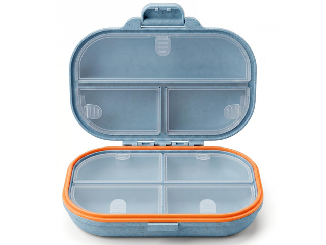 7 Compartments Travel Pill Organizer with 7 Day Label Stickers, Weekly Moisture Proof Purse Size Portable Travel Pill Case for Daily Medicine &...