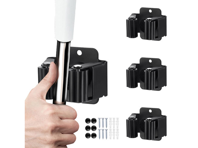 JAMEND CLXP 3PCS Broom and Mop Holder, Heavy Duty Garden Tool Organizer Rack Rake and Shovel Handle, Stainless Steel Mop Hanger. Wall Mounted...