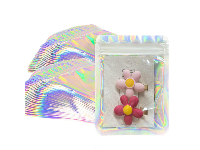 Holographic Bags 100pcs Mylar Bags 3x4 inches Resealable Bag with Party Favor Bag Coffee Storage for Small Business
