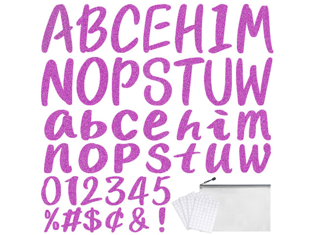 273 Pcs 4 Inch Glitter Bulletin Board Letters Set - Poster Board Letter Cutouts with Alphabet, Symbols, Numbers, Storage Bag - Classroom Decor, DIY...