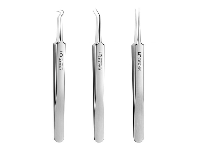 3 Pcs Silver Professional Blackhead Tweezer Professional Facial Blackhead Remover Tweezers Precision Extractor Acne Removal Kit Pimple Popper Tool...