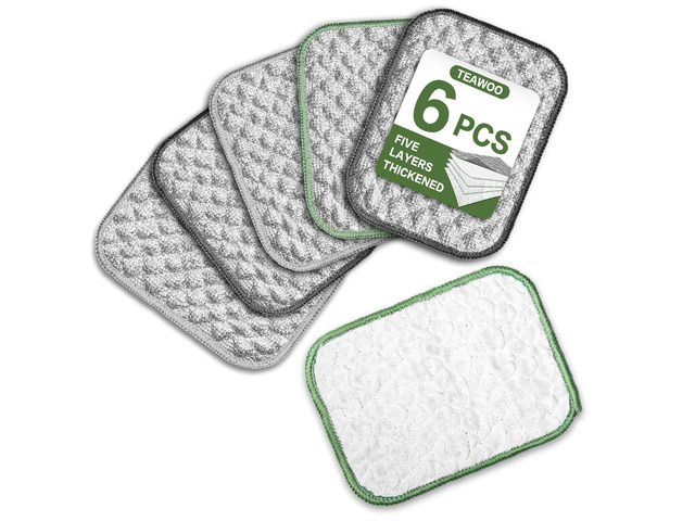 6 PCS 5-Layer Non-Scratch Multipurpose Steel Wire Dishcloths Reusable Quick-Dry Odor-Free Scrub Cloths for Dishes, Kitchen Cleaning Cloths for...