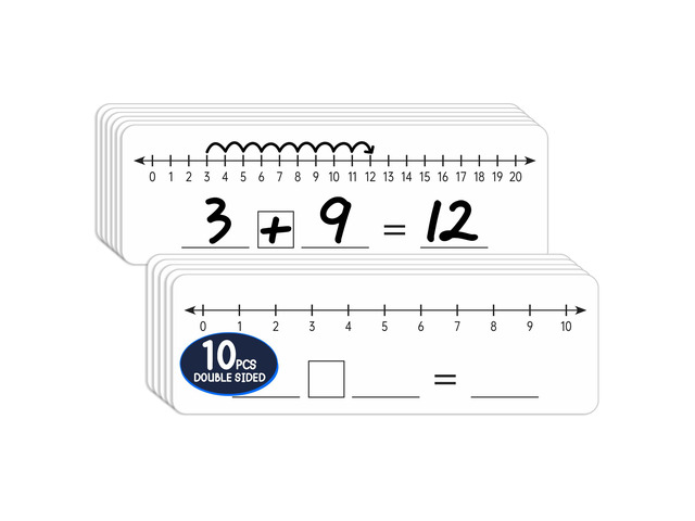 10 Pcs Number Line Dry Erase Boards Cards, Double Sided Writable and Erasable Board 0-10 on One Side 0-20 on Other Side Math Teaching Homeschool...