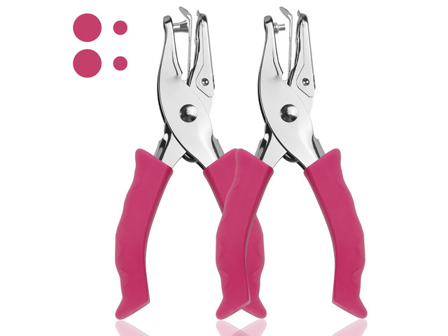 Single Hole Punch, 2 Pcs Hole Puncher, 1/4' and 1/8' Small Paper Punch Hand Hole Puncher with Soft Grip Handle, Small Hole Paper Punch for...