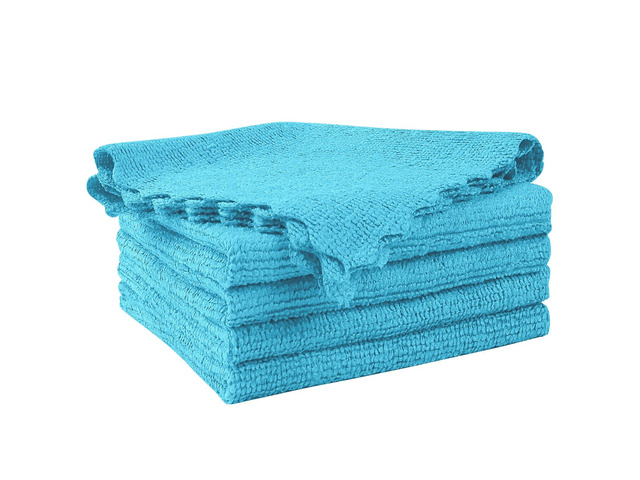 Orighty Microfiber Cleaning Cloth 5 Pack, Blue Cleaning Rags 12x11 inch Microfiber Towels for Cars, Highly Absorbent Household Cleaning Supplies,...