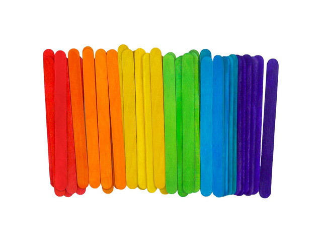 WISYOK 120Pcs 4.5 Inch Popsicle Sticks, Rainbow Color Birtch Wood, Craft Sticks for Ice Cream, Lolly, DIY, Children Education, School Projects