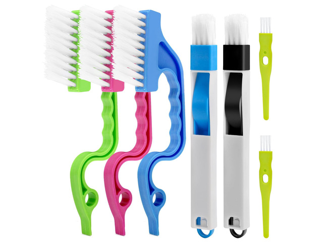 Eduftis 7Pcs Crevice Cleaning Brush, Multifunctional Window Track Cleaning Tools and Window Groove Cleaning Brush, Home Kitchen Bathroom Window...
