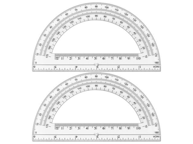 Unjoo Plastic Protractor 6 Inch Math Protractors 180 Degrees, 2 Pack, Clear Transparent Protractor for Geometry Classroom Student School, Office...