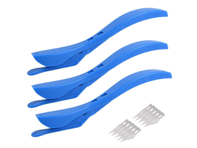 LAINLOY 3PCS Wrapping Paper Cutter, Concealed Safety Sliding Cutter, Blue Vinyl Gift Wrap Cutting Tool with Handle, Paper Cutter with Blades for...