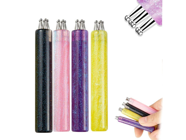 5 Petal Flower Nail Dotting Pen, 1.8mm Fine Tip, Nail Art Tool for Painting, Sculpting, Rhinestone DIY and Salon, 4 Pieces