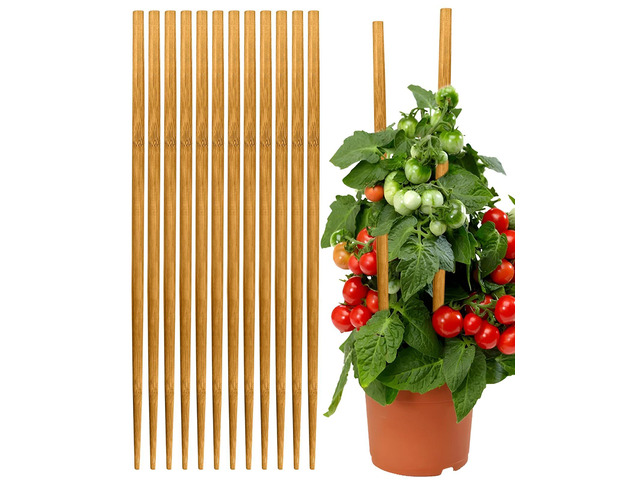 12 Pack 17.5 Inch Plant Stakes for Indoor Plants,Bamboo Sticks for Plants Bamboo Poles Plant Support Stakes Garden Supplies Tomato Trellis for...