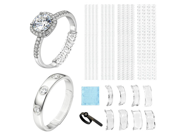 Ring Sizers for Loose Rings, Invisible Silicone Adjuster All Ring Widths Spiral Tighteners & Clip On Reducer Strips, Ring Measuring Tool &...