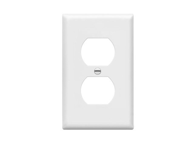 Duplex Receptacle Outlet Wall Plate, Size 1-Gang 4.50' x 2.76', Unbreakable Polycarbonate Thermoplastic, 8821-W, White