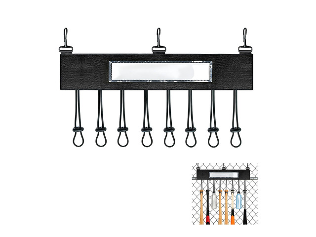 1Pcs Dugout Organizer, Baseball Softball Bat Holder Wall Mount with 3 Fence Hooks 8 Hanging Strap and Name Tag, Bat Rack Accessories for Dugout...