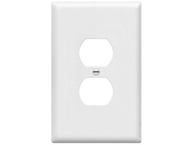 Duplex Receptacle Outlet Wall Plate, Jumbo Outlet Covers, Gloss Finish, Oversized 1-Gang 5.5' x 3.5', Polycarbonate Thermoplastic, 8821O-W, White