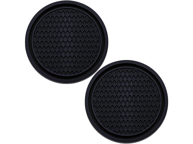 2PCS Car Cup Holder Coaster, Universal Auto Non-Slip Cup Holder Coaster, 2.75In Universal Non-Slip Recessed Car Interior Accessories (Black)