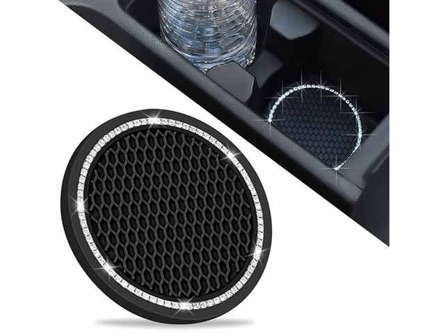 Car Cup Holder Coasters, Bling Cup Holder Insert Coaster Car Interior Accessories-2.75 inch Silicone Anti Slip Car Coaster-Universal (Pack of 2)...