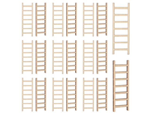 20 Pcs Mini Garden Ladder - 2.36'' x 0.78'' Wooden Miniature Ladder Accessories for Landscape Dollhouse Decor