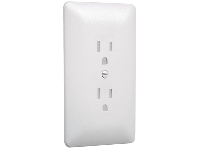 1-Gang Mid-Size Grounded Duplex Wall Plate, Paintable, White 3/8 in. Larger Than Standard, Replaces Old Wall Plate, Paintable Outlet Cover,...