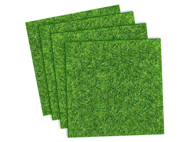 4 Packs 6x6 Inch Cuttable Artificial Grass Squares, Realistic Fake Grass Mats, Mini Craft Turf Tiles for Fairy Garden Accessories, Dollhouse Decor,...