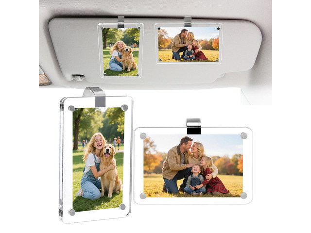 EpaiLuckyou Car Picture Holder, Photo Holder for Car, Car Photo Holder Acrylic Magnetic Car Picture Frame for Car Accessories,Universal Car Visor...